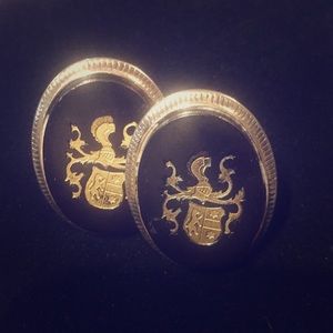 Royal Theme Black and Gold Shield Cufflinks